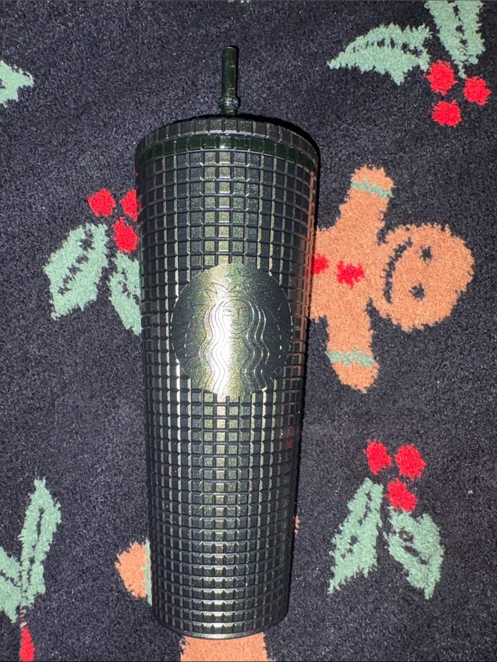 Holiday 2021 Starbucks Dark Green Grid Tumbler with Metallic